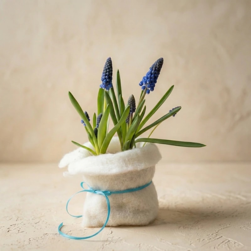 Muscari im Filzmantel